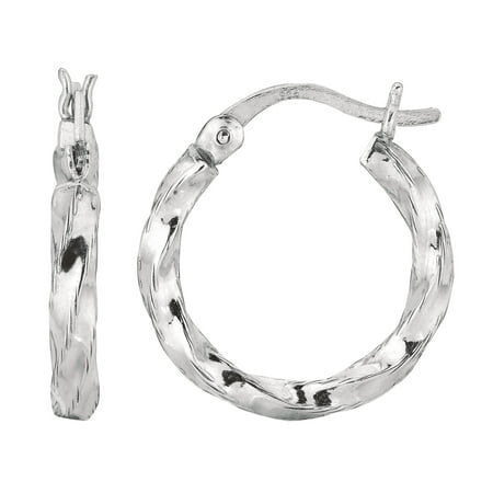 925 Sterling Silver 20Mm x 3Mm Twisted Hoop Earrings