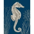 thumbnail image 2 of Fab Funky 12x14 Gold Ornate Wood Framed with Double Matting Museum Art Print Titled - Silver Grey Seahorses on Blue a, 2 of 4
