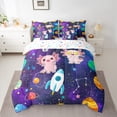 thumbnail image 2 of Manfei Cartoon Axolotl Bedding Comforter Set 7-Piece for Kids, Cosmos Outer Space Full Bedding Set, Nebula Astrology Planets Fitted Sheet Flat Sheet, Ultra Soft Home Decor, 2 of 8