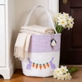 thumbnail image 6 of Easter Basket Easter Embroidered Bunny Egg Tote Basket - Purple Fabric Cute Bunny Embroidery Tote, Lightweight Basket for Egg Storage Gatherings & Easter Decor Celebrations, 1pc, 6 of 6