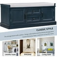thumbnail image 6 of Storage Bench with 2 Drawers and 2 Cabinets, Shoe Bench Under Window Bench with Storage & Velvet Removable Cushion, Wooden Organizer Storage Bench for Living Room Entryway Front Door, Antique Navy, 6 of 7