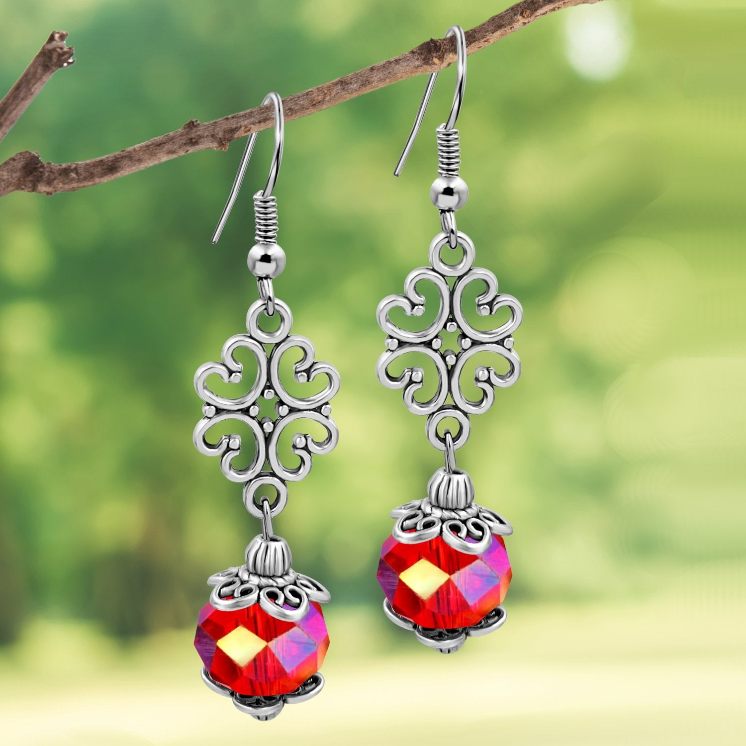 Fashion Red and AB Red with Crystal Earrings 
