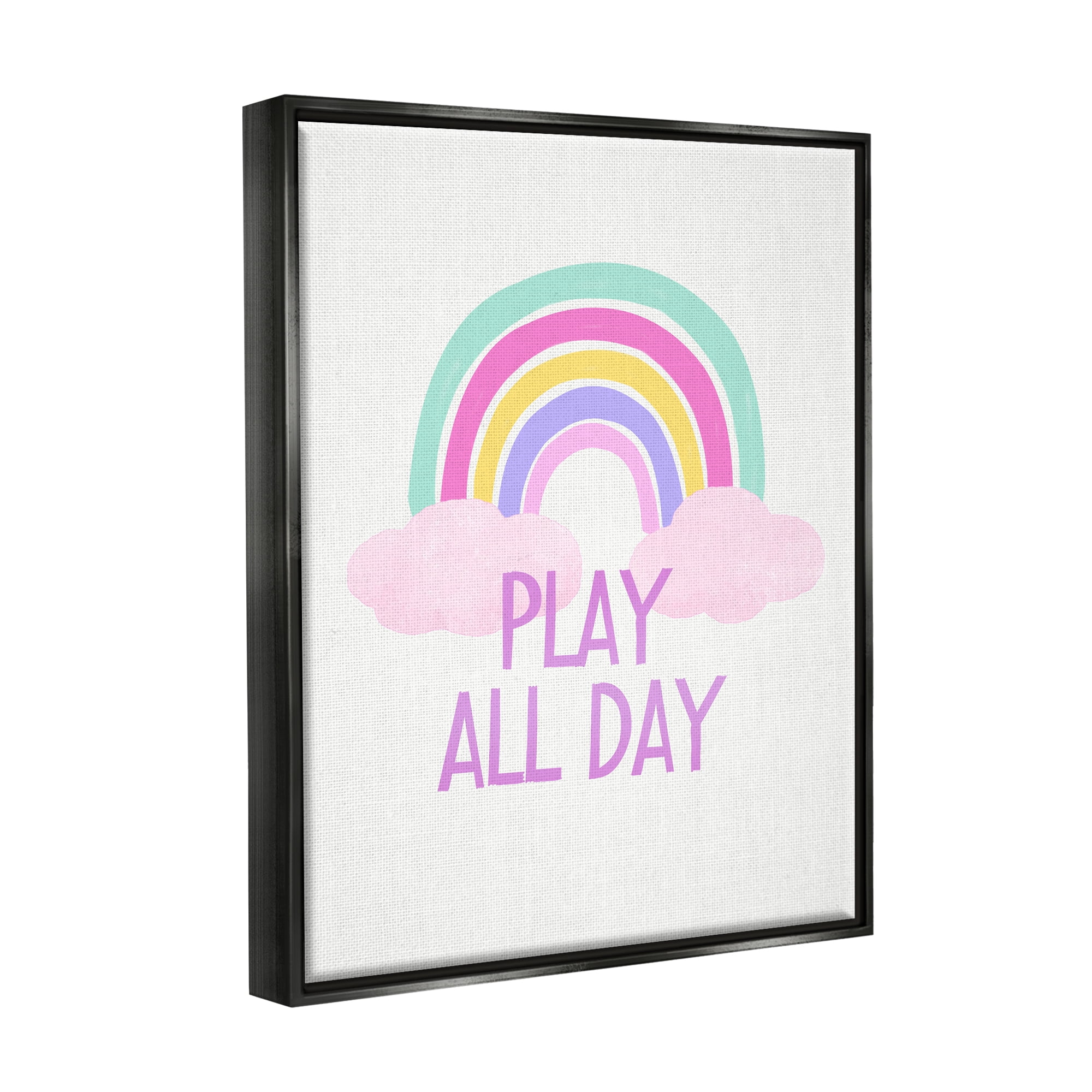 Stupell Industries Play All Day Pastel Nature Painting Black Floater Framed Art Print Wall Art, 17 x 21