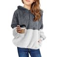thumbnail image 2 of FINALGANG Girl's Pullover Leopard Print Plush Half-Zip Hoodie Warm Long Sleeve Relaxed Fit Sweatshirt For Daily Casual Outdoor Wear Cozy Top, 2 of 4