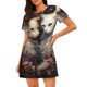 thumbnail image 1 of Fotbe Flower Cat Couple Bata de Dormir para Mujer con Estampado, Camisón de Algodón de Manga Corta, Ropa de Dormir Casual, 1 of 6