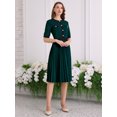 thumbnail image 3 of DARING DIVA Women's Short Sleeve Pleated Casual A-Line Midi Dress S Lake Green, 3 of 7