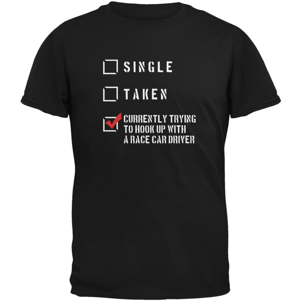 Old Glory Race Car Driver Hook Up Funny Black Adult T