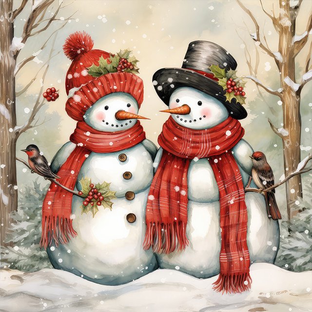 (B7566) Serie Dibujos Animados Muñeco Nieve Invierno Con Diamantes Redondos Pintura Diamantes Resina 30*30CM