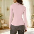 thumbnail image 4 of QSAWXQZ Women's Turtleneck Knit Shirt Long Sleeve Stretchy Solid Slim Base Layer Tee Pink L, 4 of 9