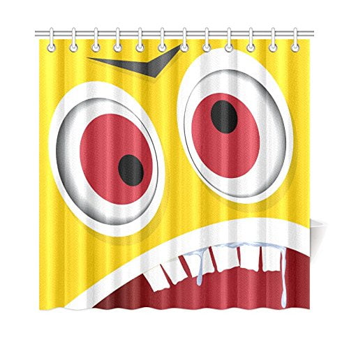 MKHERT Cartoon Orange Monster Face Shower Curtain Waterproof Bath Curtain Decor 66x72 inch