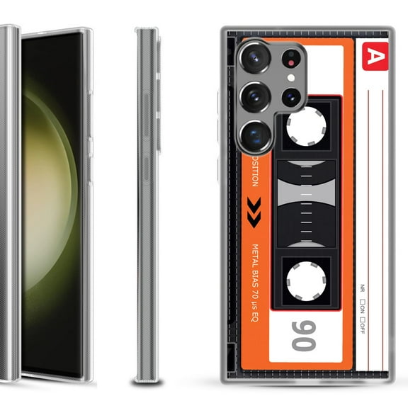 Shockproof Gel Phone Case for Samsung Galaxy S23 Ultra 5G, by OneToughShield ® - Cassette Orange