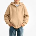 thumbnail image 2 of DJDLJWCJ Boys Full Zipper Hoodies Long Sleeve Warm Solid Color Hooded Sweatshirt for Boys Zip Up Jacket Beige Size 11, 2 of 9