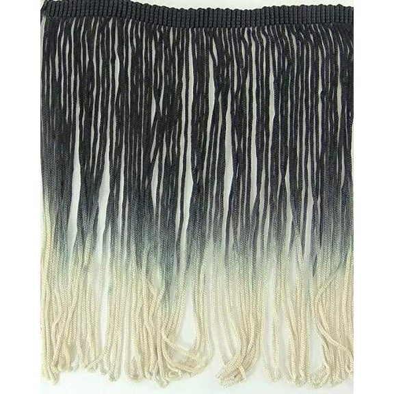 5 Yards Tie Dye Ombre Multicolor Chainette Thread Yarn Tonal Loop Fringe- 7" Long -Sewing Quilting Renaissance Dance Hawaiian Costumes Outfit Drapery -Hand Dyed- Black Light Beige Taupe Shades