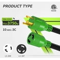 thumbnail image 2 of RVMATE 25 ft 30 Amp 125 V 3750 W 3-Prong Generator Extension Cord NEMA L5-30P/L5-30R SJTW Jacket GC33025-RM, 2 of 6