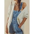 thumbnail image 4 of Womens Overalls Shorts Denim Bib Straps Shorts Casual Solid Color Rompers Jumpsuits With Pockets Pants, 4 of 5