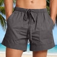 thumbnail image 2 of USNSM Men's Linen Shorts Summer Loose Fit Bermuda Shorts with Pockets Casual Drawstring Elastic Waist Vacation Beach Shorts Gray S, 2 of 7