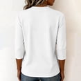 thumbnail image 4 of Womens Cotton Casual 3/4 Sleeve T Shirts Crew Neck Loose Fit Tops Solid Basic Tops Tees, 4 of 6