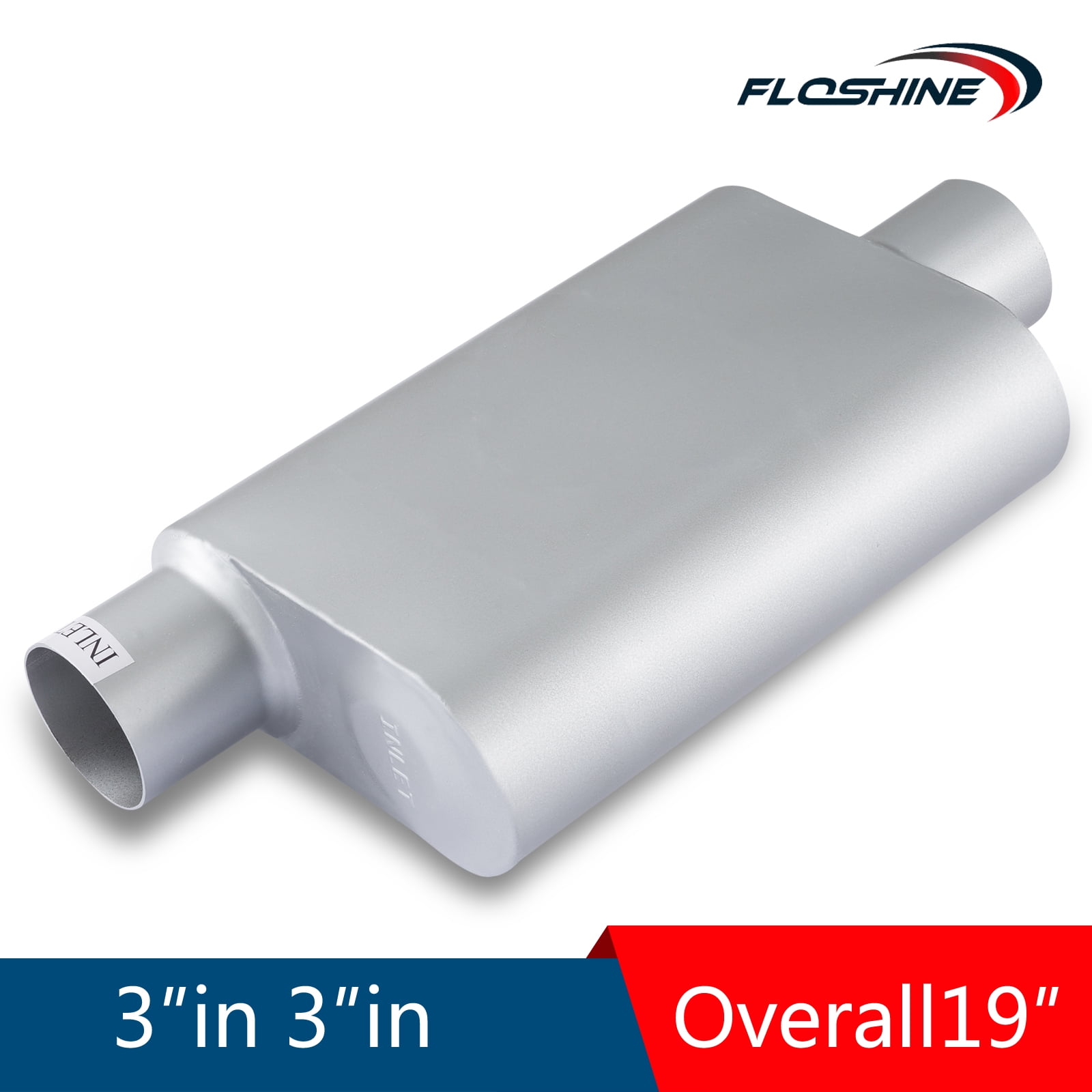 Floshine Exhaust Mufflers Universal Performance Exhaust Street Muffler Aluminized Steel Universal 3inlet/3outlet FH43041…