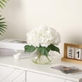 thumbnail image 3 of Artificial Hydrangea Floral Arrangement in Clear Glass Vase – Lifelike Silk Flowers with Real Touch, UV Resistant, No Maintenance, Ideal for Indoor Home, Office, Wedding or Table Centerpiece Decor, 3 of 7