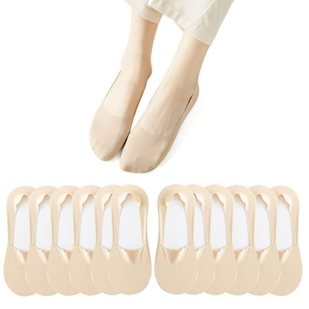

AOASK 6 Pairs Thin No Show Socks Women Low Cut Liner Socks Non Slip Invisible Hidden Sock Ice Silk Socks (8-12 Beige)