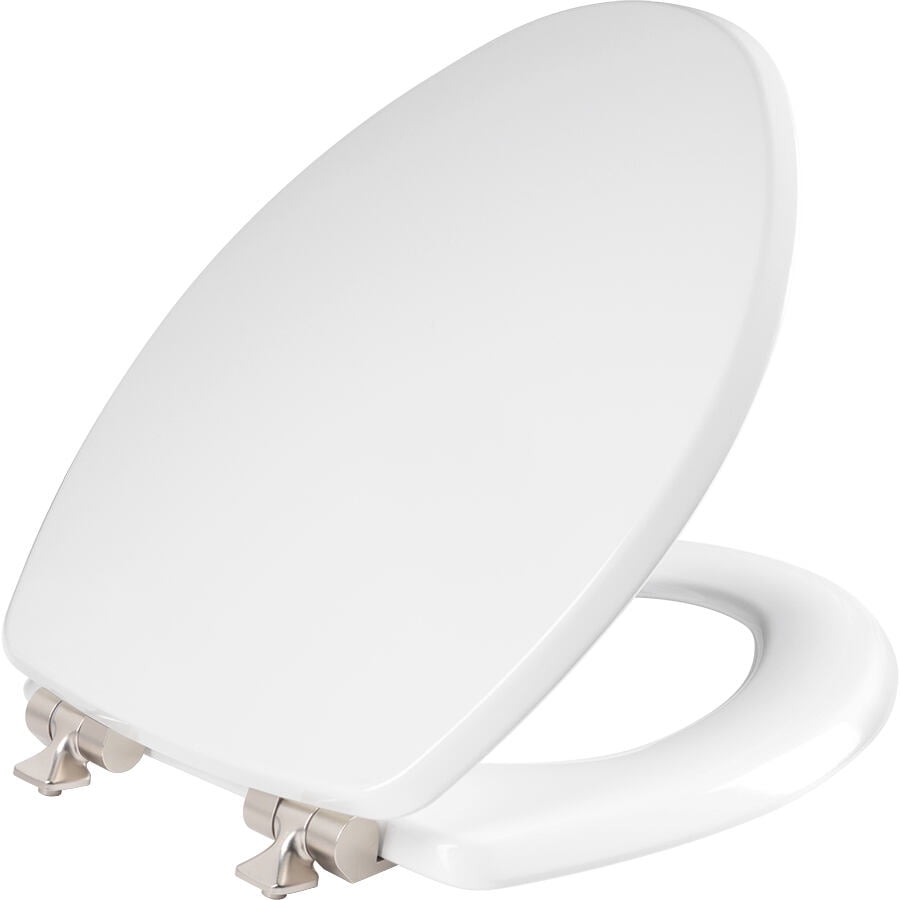 White Toilet Seat with lid Heavy duty Thermoplastic Clip off Hinges EASY CLEAN 