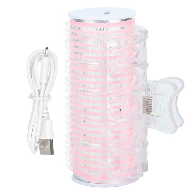 Rizador de pelo portátil USB, herramienta para rizar el flequillo, mini rizador de pelo eléctrico, color rosa