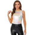 thumbnail image 1 of Disfraz de Halloween Camiseta Sin Mangas Con Chaleco Brillante Metálico Brillante Sin Mangas Para Fiesta Y Club Para Mujer Blanco L, 1 of 5