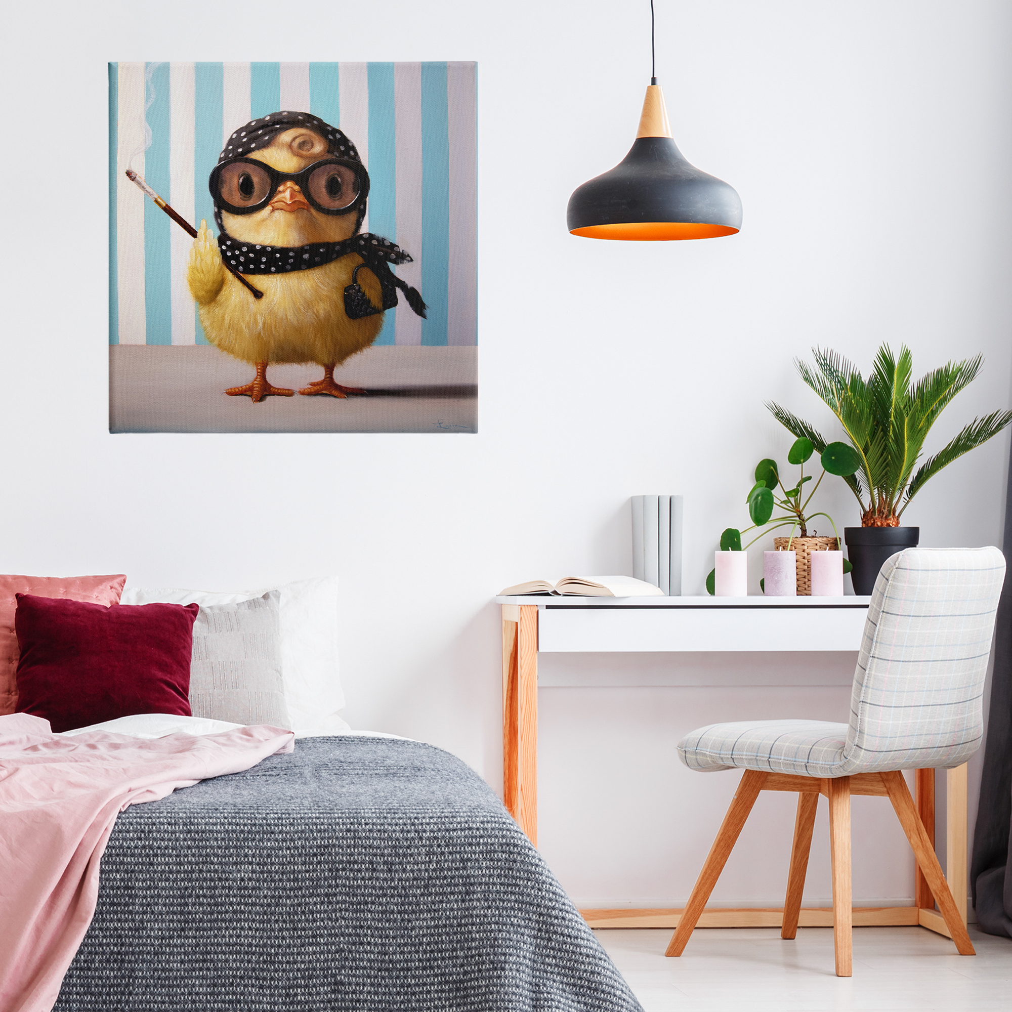 Stupell Industries Audrey Henburn Famous Chick Canvas Wall Art, design by Lucia Heffernan