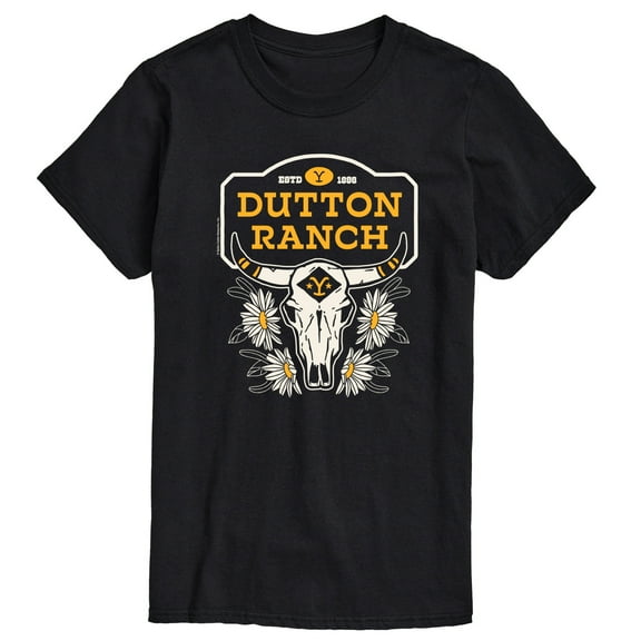 Yellowstone - Dutton Ranch Steer Skull Flower - Men's Short Sleeve Graphic T-Shirt