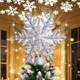 thumbnail image 2 of Estrella del adorno del árbol de Navidad Led con copos de nieve Proyector de luz Proyector superior del árbol Réplica de Navidad 1 pieza-plata, 2 of 5