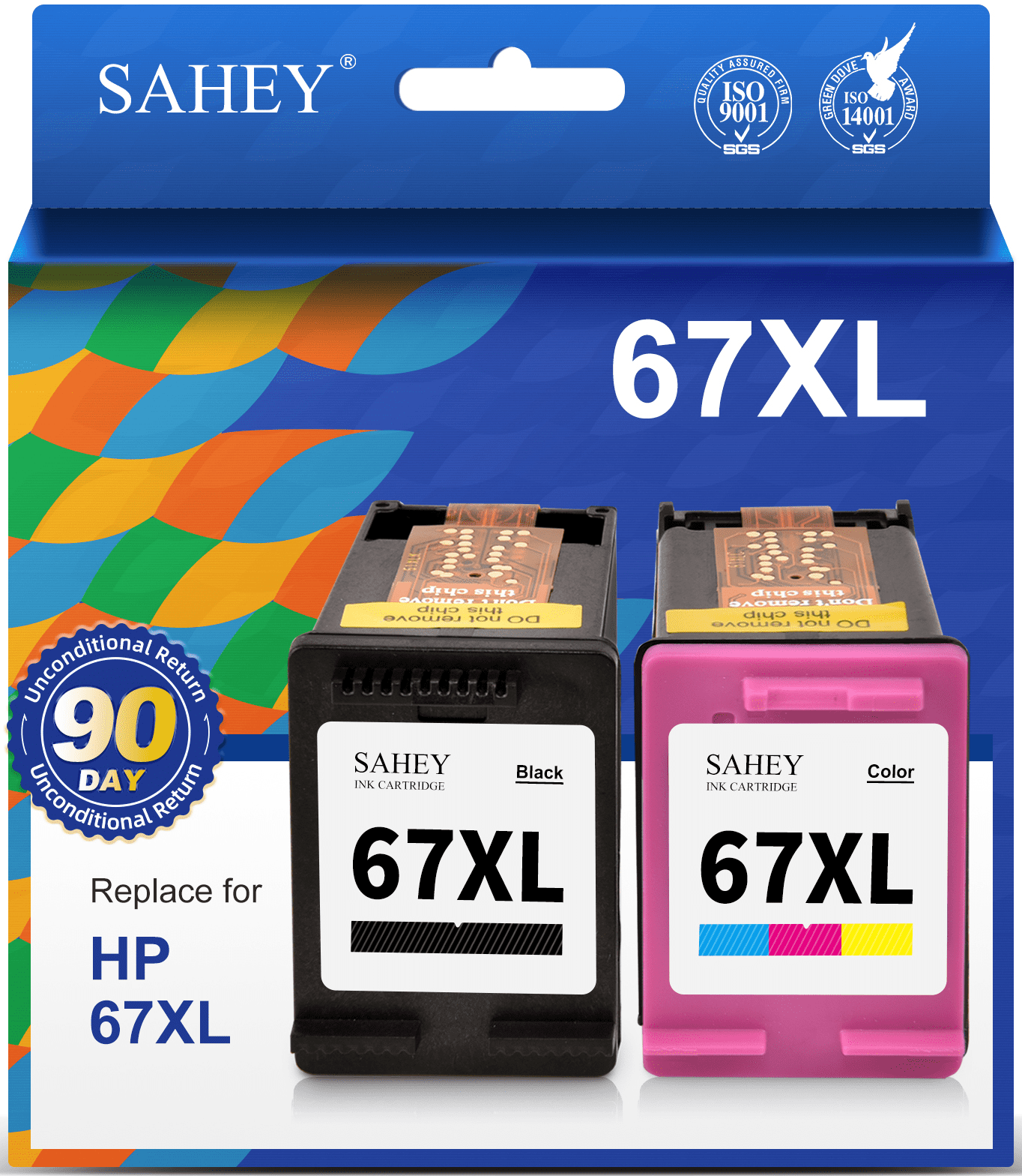 67XL Ink Cartridges Compatible for HP 67 Ink Cartridge for Ink 67 for DeskJet 2700 2752e 2755e 2855e 4155e 4255e Envy 6000 6055 6055e Printer (Black, Tri-color)