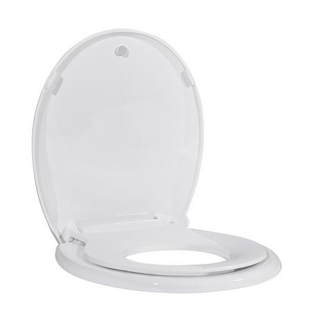 Round Toilet Seat with Toddler Seat Built In, Family Toilet Seat in Glossy White