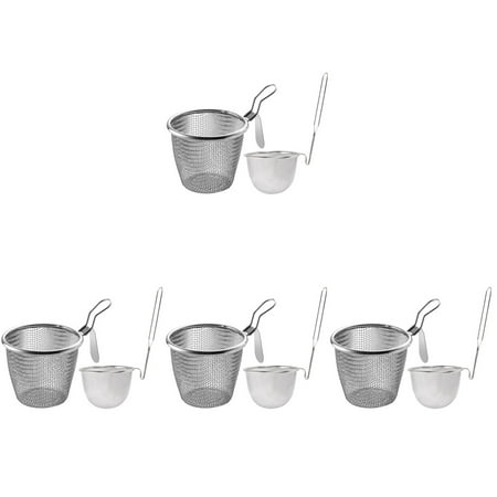 

BESTONZON 4 Sets of Stainless Steel Strainer Pasta Strainer Basket Mesh Strainer Hot Pot Strainer Spoon