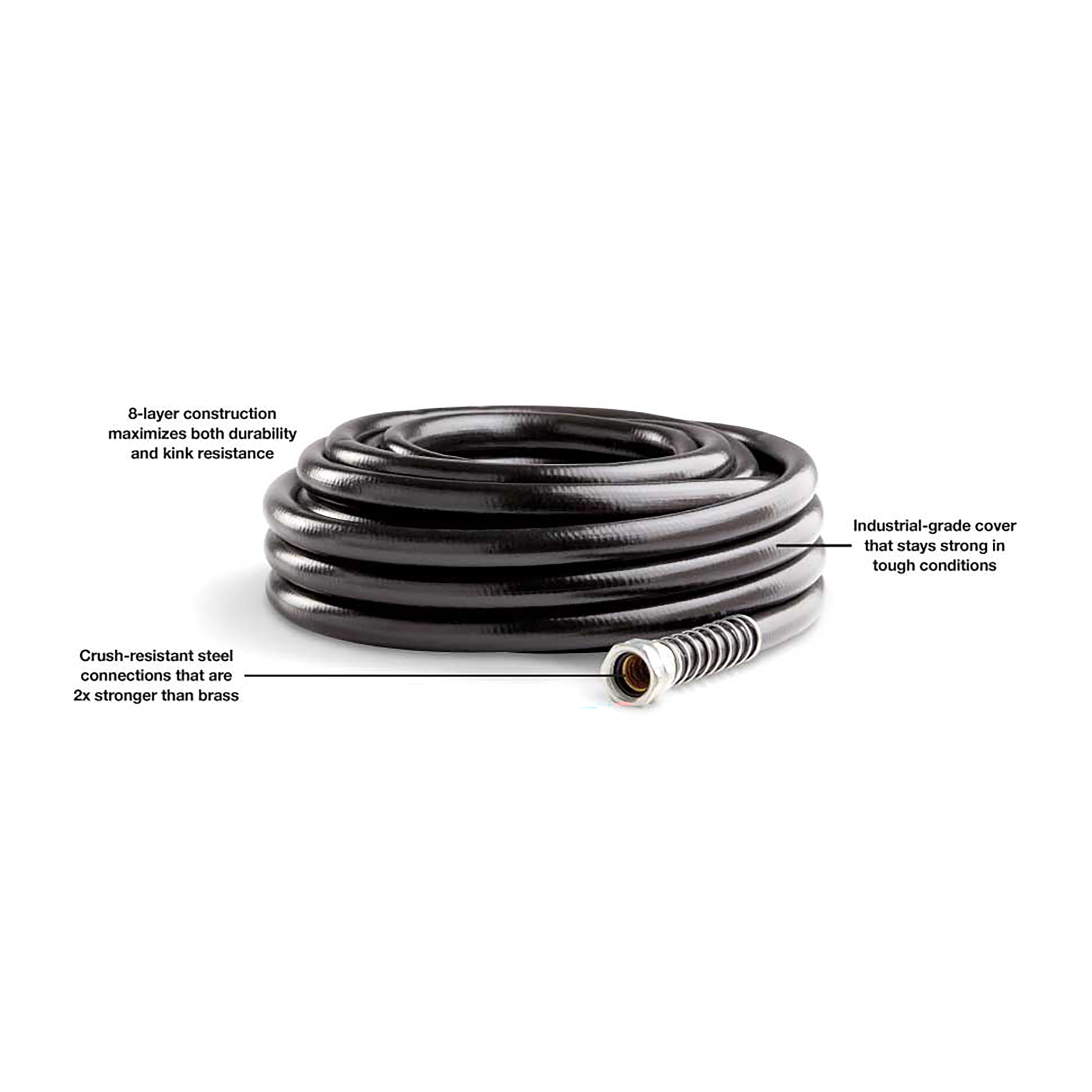 Gilmour Pro Flexogen 50ft Heavy Duty Garden Hose, 5/8" All-Weather Water Hose with Crush-Resistant Brass Fittings, 650 PSI Burst Strength