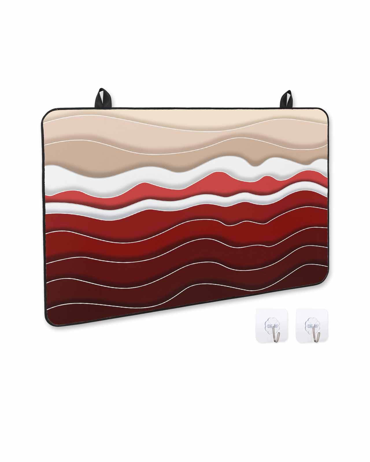 nqOlkjepod Large Induction Cooktop Protector Mat 36"x21", Red Ombre Stripe Stove Top Covers for Electric Stove, Abstract Summer Beach Coastal Stove Burner Cover Mats, Glass Top Stove Cover