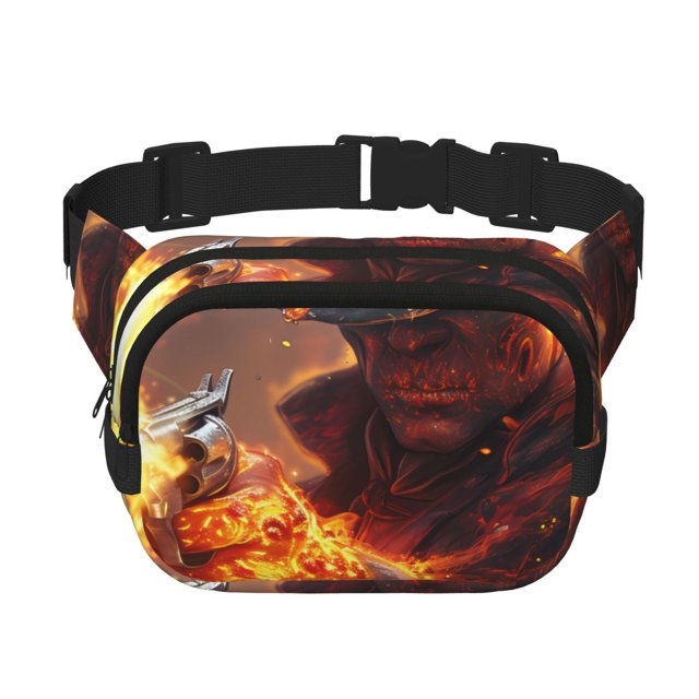 Fotbe Western Fire Cowboy Cangurera Cuadrada con Estampado de Doble Capa, Bolsa de Cintura Ajustable Mini para Hombres y Mujeres