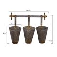 thumbnail image 2 of Creative Co-Op Antiqued Metal Wall Rack with 3 Hanging Tin Pots, 2 of 5