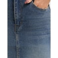 thumbnail image 5 of INSPIRE CHIC Women's Jean Skirts Raw Hem High Waisted Pockets Stretch Mid Length Denim Skirts M Dark Gray Blue, 5 of 6
