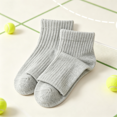 thumbnail image 4 of Girls' Cotton Crew Socks 3-Pack - Beige Solid Color, Soft Breathable School Uniform Socks,Size 9 T, 4 of 6