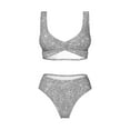 thumbnail image 4 of Daiia GlitterSilver Women's Bikini Set Two Piece Swimsuit High Waisted Bikini Adjustable Straps Bikini Perfect for Beach, Pool, and Summer Vacation-Large, 4 of 9