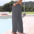 thumbnail image 5 of Clothing 2025 Women's Casual Pants Linen Pants Women Summer Wide Leg Pants Drawstring Elastic Waist Pants High Waisted Pants Casual Beach Trousers Women Blendingpants, 5 of 5