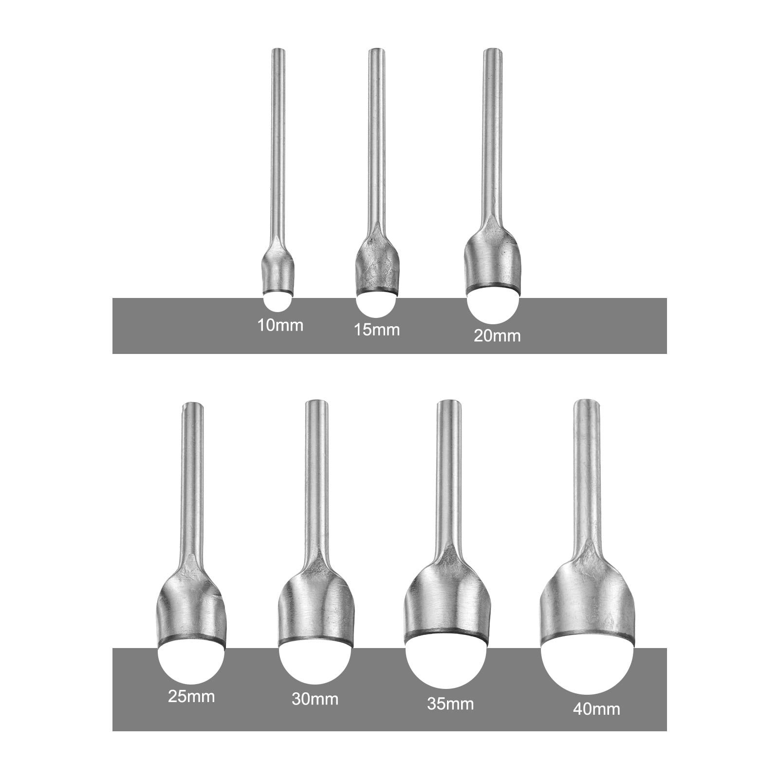 Uxcell 7pcs Half-Round Leather Cutter Punch 10mm-40mm Iron Strap Punch Tool for Crafting Strap Belt Wallet