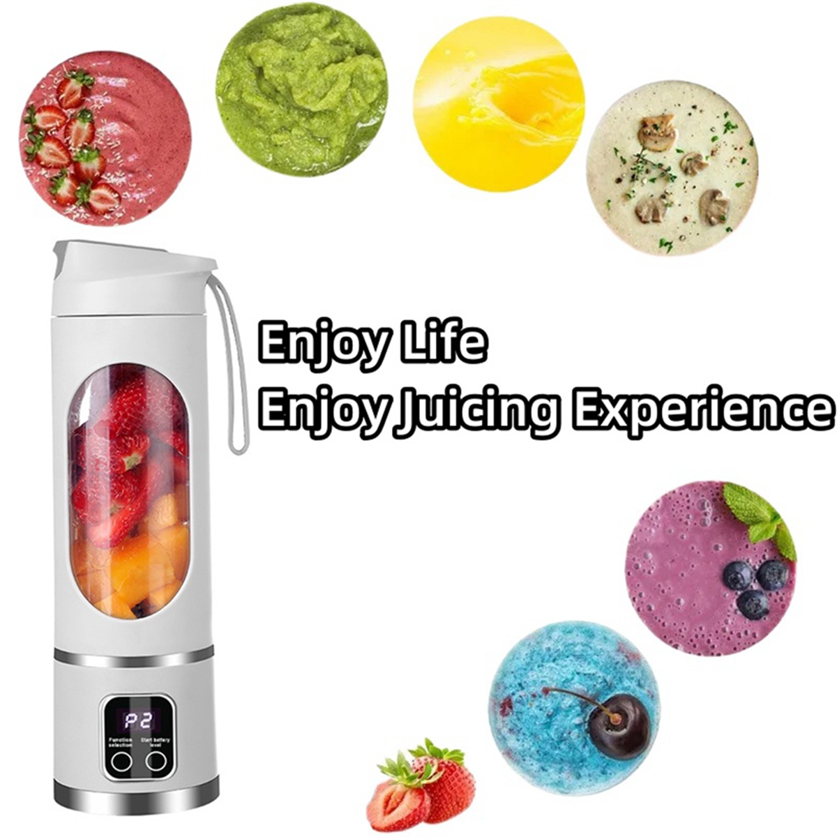 Portable Blender Electric Juicers Fruit Mixers USB Rechargeable Smoothie Mini Blender Personal Juicer 12 Cutter 3Gears A