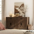 thumbnail image 6 of WAMPAT 2-in-1 TV Stand for up to 75" TVs,Farmhouse Entertainment Center with Storage Barn Door Cabinet,TV Console Table with Media Cabinet and Drawers for Living Room,Bedroom,Dark Brown, 6 of 7