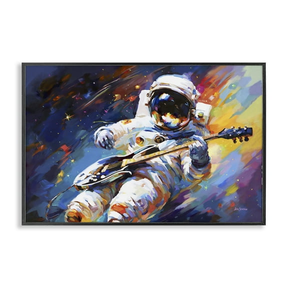 Stupell Industries Melodies Beyond Earth Astrology & Stars Painting Black Framed Art Print Wall Art, 18 x 12
