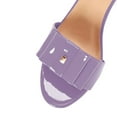 thumbnail image 4 of YDN Women Glossy Open Toe Bowknot Mules Slip On Mid Chunky Block Heel Slide Sandals Chic Daily Dressy Shoes Size 8.5 Purple, 4 of 4
