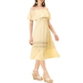 thumbnail image 4 of INSPIRE CHIC Women's Dress Flutter Sleeve Off The Shoulder Ruffle Lace Insert Maxi Dresses XL Beige, 4 of 7