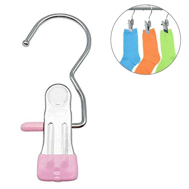 Mikewe 20 Pack Laundry Hook Boot Clips Hanger Clips Hold Hanging Clothes Pins Hooks Portable Stainless Steel Home Travel Hangers Clips Closet Hangers