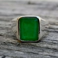 thumbnail image 2 of Natural Emerald Ring, 925 Sterling Silver Ring, Natural Rich Green Fluorite Men Ring, Natural Green Stone, Daily Wear Men's Ring, Gift Item,, 2 of 3