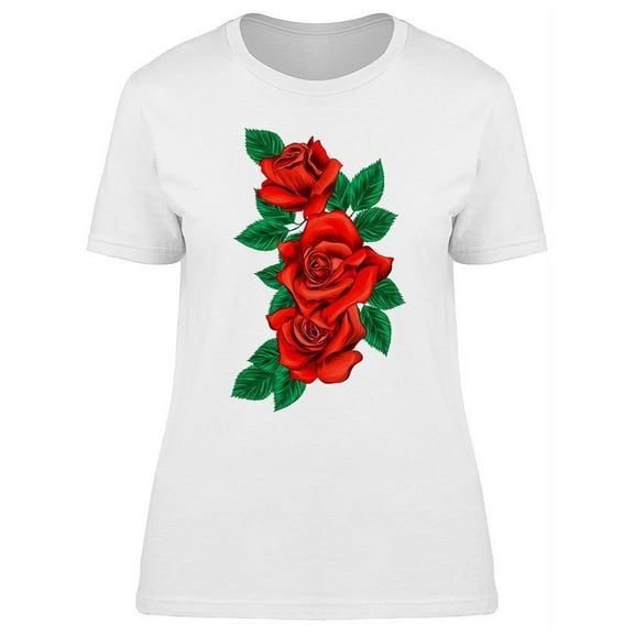 Three Red Roses. T-Shirt Women -Image by Shutterstock, Female XX-Large